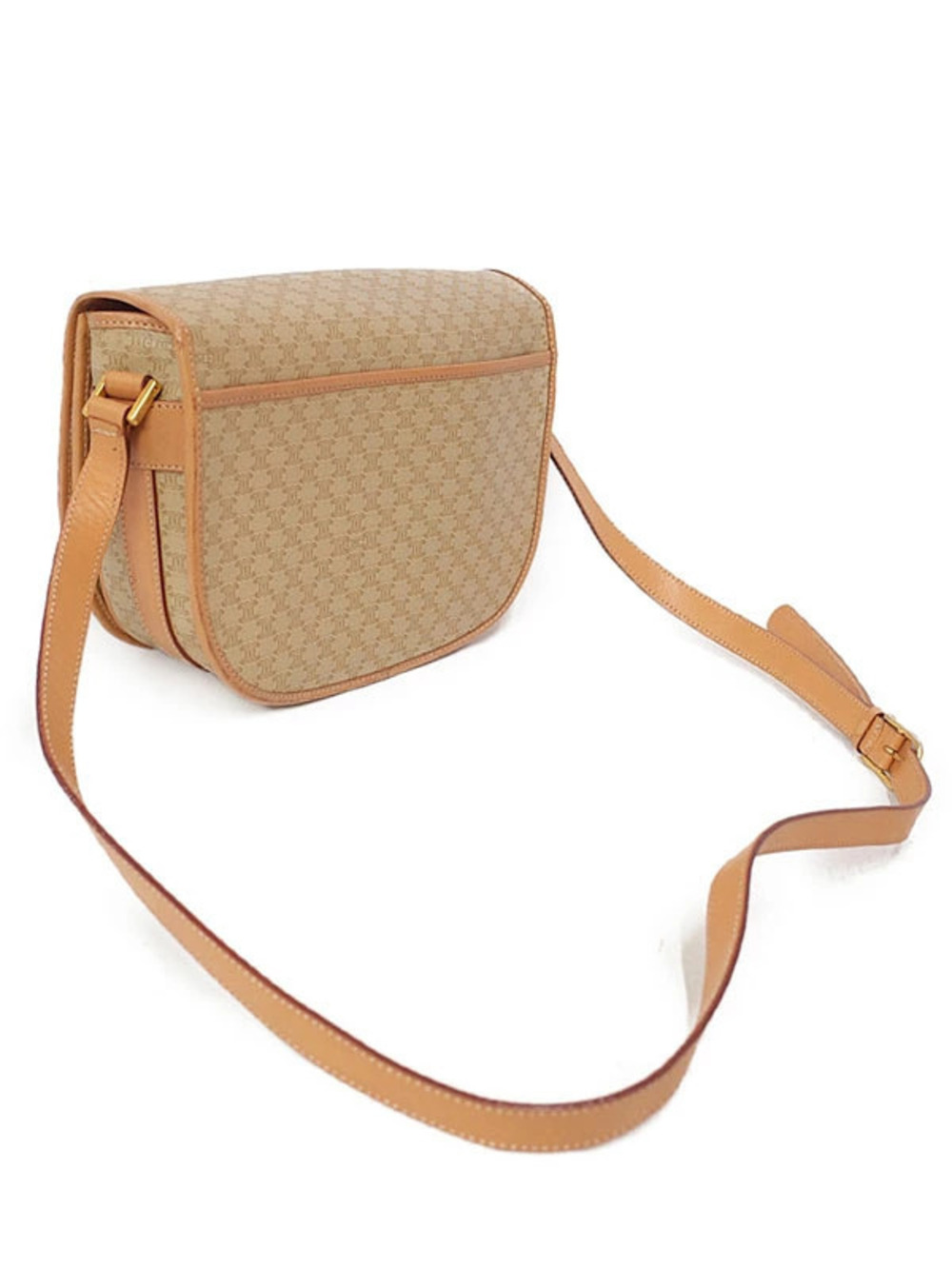 Celine canvas Macadam Leather shoulder bag Brown